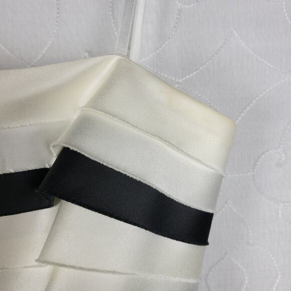 BCBG Maxazria Dress 2 Black Ivory Striped Classic A-Line Minimalist - Picture 5 of 15